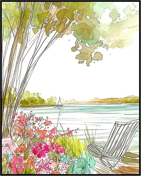 Posterizer 1 pcs-watercolor style-serene and tranquil coastal landscape 3-Collectibles & Fine Art-Retro Art-Gift for Men Women Entrepreneur Teens ...